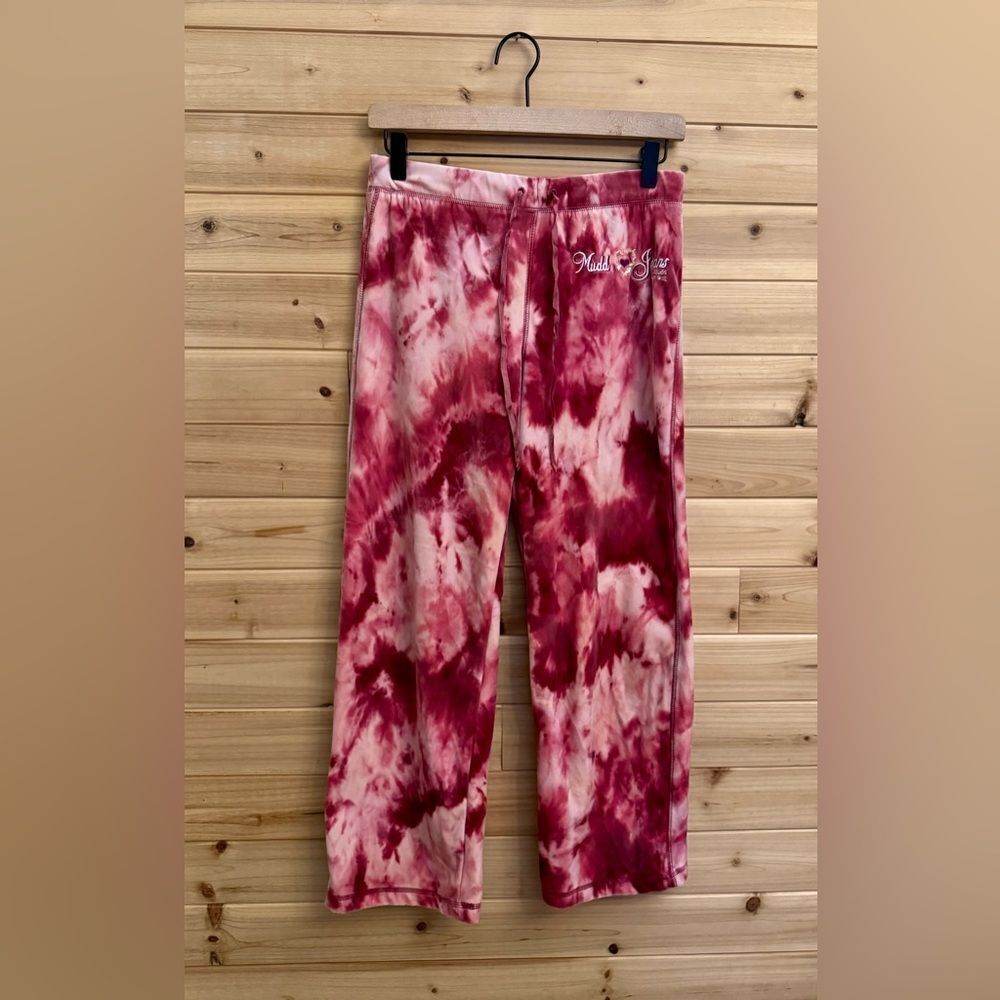 Vintage Y2K Mudd Girls Size XSmall Tie Dye Velvet Wide Leg Bootcut Sweatpants